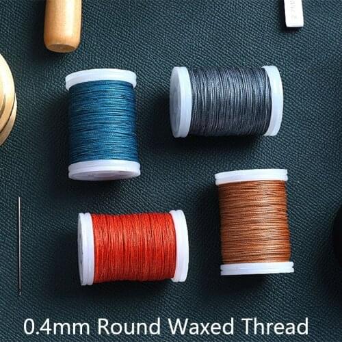 Powerful Hand-woven Wax Thread, 0.4mm Round Cord Waxed Coated Strings for Bracelet Can Weave To Thicker Diameter By Yourself
