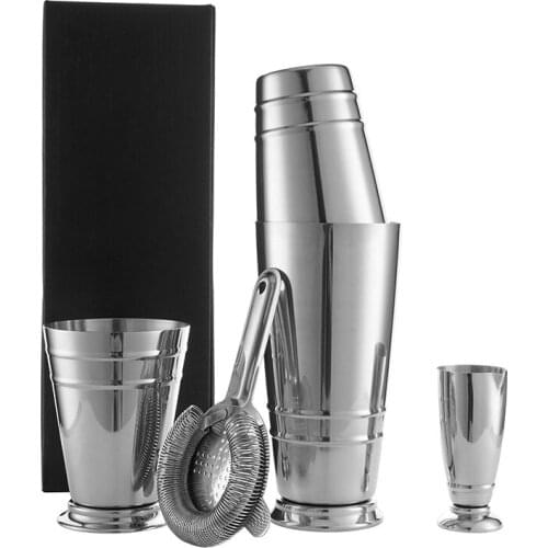 5 Pieces Stainless Steel Barware Bar Tool Sets Cocktail Shaker Bartender Kit Boston Shaker Set