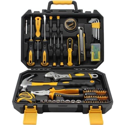 100 Pcs Hand Tool Set General Household Hand Tool Kit For Home With Plastic Toolbox Storage Case Socket Wrench Screwdriver Knife