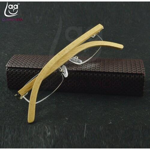 Natural Bamboo Wood Temples Frame Blu Light Blocking Coating Rimless Reading Glasses +0.75 +1 +1.25 +1.5 +1.75 +2 To +4