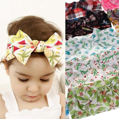 Printed Nylon Knot Bow Headwraps One size fits all nylon headbands Wide nylon headband Girls Classic Knot bow Turbaan HB381D
