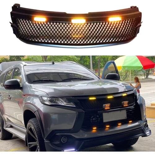 New Front Racing Grill Grille Bumper Mask Cover For Mitsubishi Pajero Sport 2015 2016 2017 2018 2019 Race Grille Modified Parts