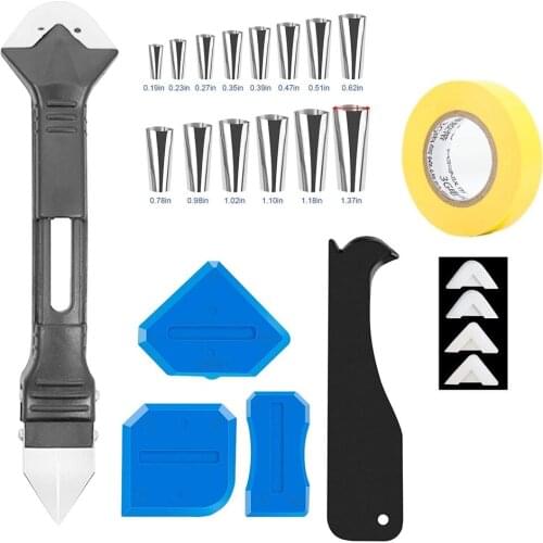 Newly 6 In 1 14pcs Caulk Nozzle Applicator Finisher Kit For Home Kitchen Bathroom Tank Window Sink Joint Caulking Tools