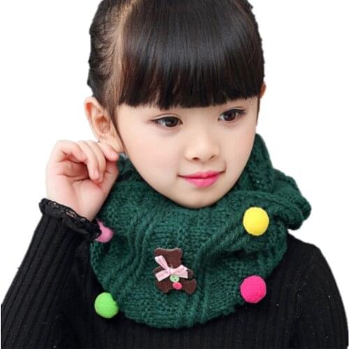LIHFSI 2017 New Arrival Autumn Winter Baby Girls Scarf Cute Handmade Ball Star Bear Deco Knitting Wool boys and girls Scarves
