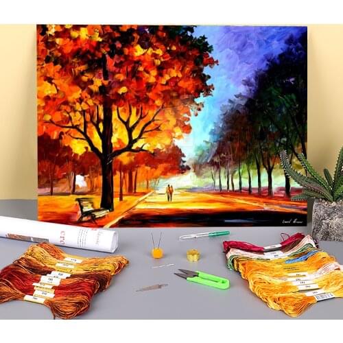 Flaming Night Pre-Printed 11CT Cross-Stitch Set Embroidery DMC Threads Hobby Knitting Handiwork Sewing Floss Package