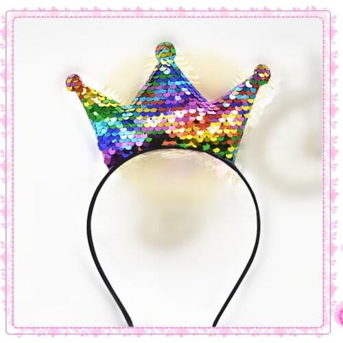 Popular big crown bright piece headband can be turned over Big crown girl hair band birthday party gift hair accessories