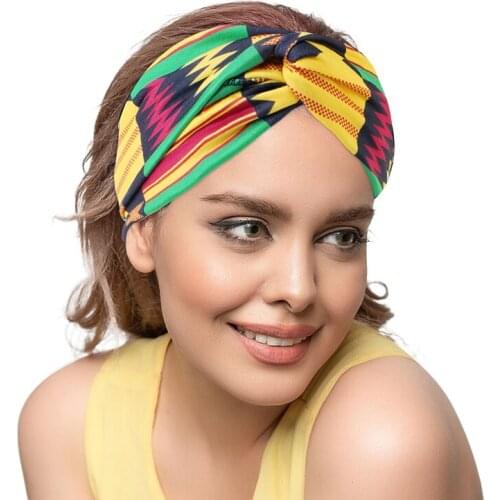 African Print Pattern Headband For Women Twist Style With Elastic Hairband Yoga Fitness Sports Outdoor Hair Wrap
