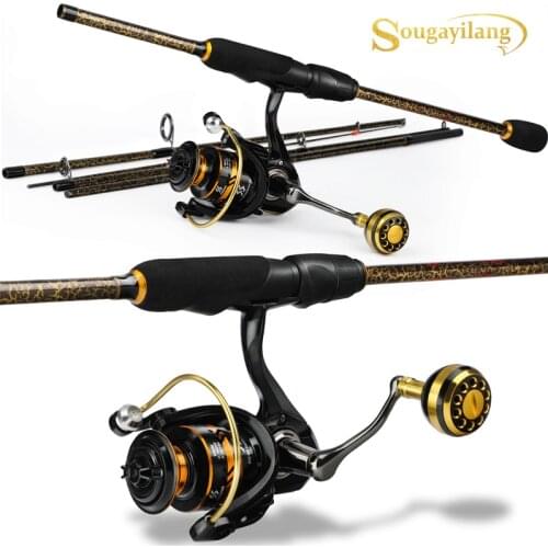 Sougayilang Spinning Fishing Rod 1.8m-2.4m Carbon Fishing Rod and 12+1BB Spinning Reel Combo Set Portable Travel Fishing