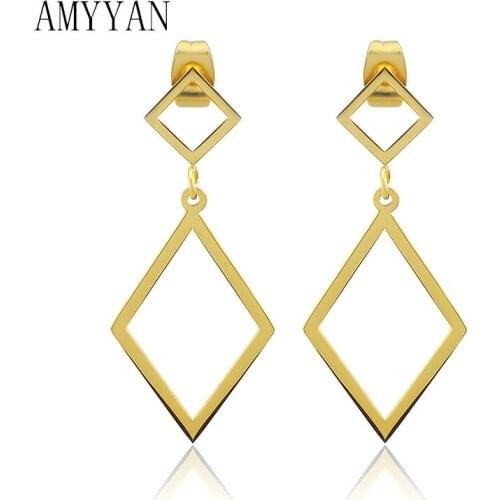 Gold Color Earrings Trendy 316L Stainless Steel Fashion Punk Earrings for Women Hollow Geometric Minimalist Jewelry