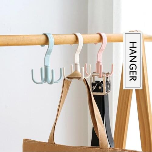Hat tie rack drying shoe rack storage rack scarf hanger belt bag plastic four-claw hook multi-function rotating four-claw hook