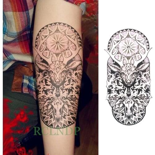 Waterproof Temporary Tattoo Sticker Sheep head Totem Fake Tatto Flash Tatoo Back Leg Arm belly big size tato for Women girl Men