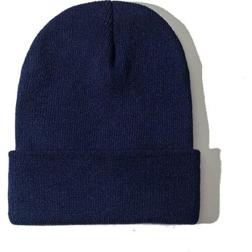 Men Women Beanie Knit Cap Hip-Hop Winter Warm Elastic Wool Yarn Cuff Hat