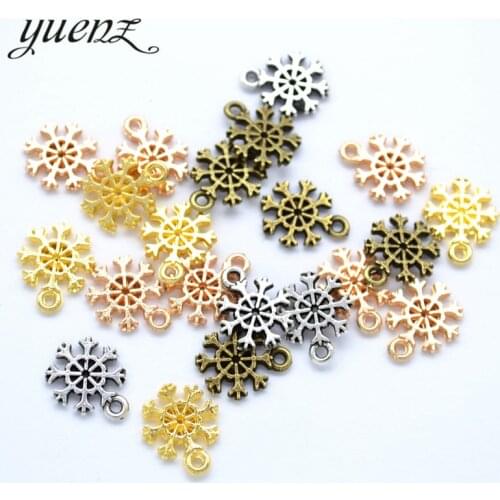 YuenZ 25pcs Antique Silver Plated snowflake Charms Pendant:DIY for bracelet necklace 13*11mm L511