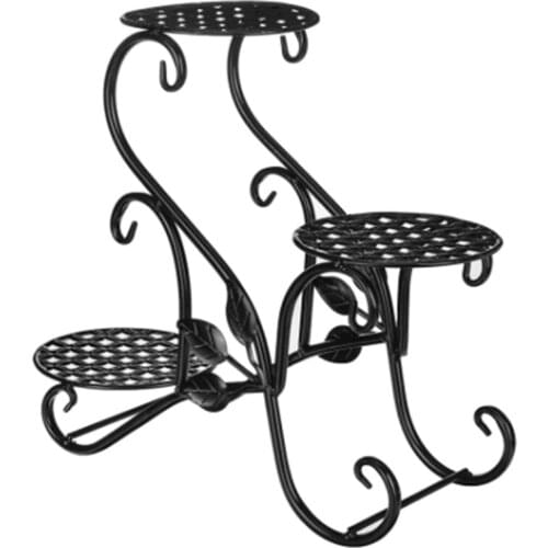 Iron Flower Shelf Rack Home Floor-Style Living Room Flower Pot Shelf 3Layers Indoor Outdoor Garden Flower Stand
