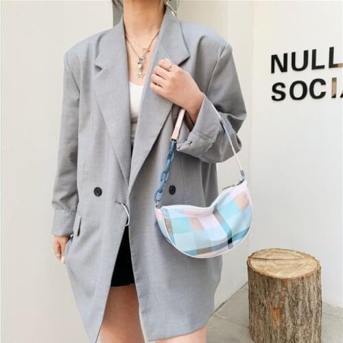 Female Handbag Ins Fashion Plaid Mini Underarm Bag Casual Chain Portable Shoulder Saddle Bags For Women Сумка Женская Сумки
