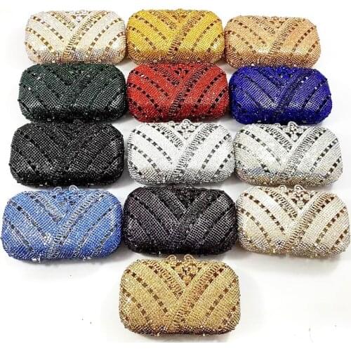 2021 Yellow/Blue/Silver 14 Colors Ladies Diamond Clutch Bag Fashion Luxury Women Crystal Evening Party Purses Designer Handbags