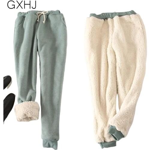 Women Workout Fleece Trousers Solid Thick Velvet Warm Winter Sport Pants Running Pantalones Mujer women winter pant LHJ233