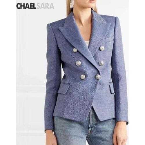 Blazer Jacket Women Spring Autumn 2019 New Fashion Office Lady Suit Elegant Double Breasted Slim Blazer Femme