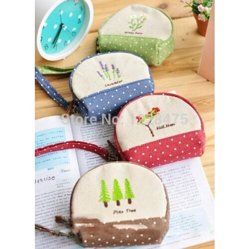 1pcs/lot Vintage Fresh Garden flower series embroid Fabric coin bag/sweet Key bags/Novelty items