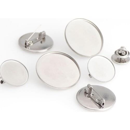 10 pcs Metal Cabochon Iron Basic Round Brooch Bar Pin Blank Backs Base Clasp Setting Findings For Diy Jewelry Making Accessory