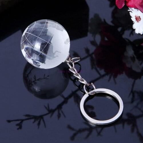 100pcs 3D Crystal Globe Key Chain Ring Keyring Keychain World Glass Pendant Creative Perfect For Travel Themed Destination