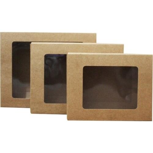 100pcs/lot 4 Size White Kraft paper window kraft paper box food packaging white card folding box socks towel spot box