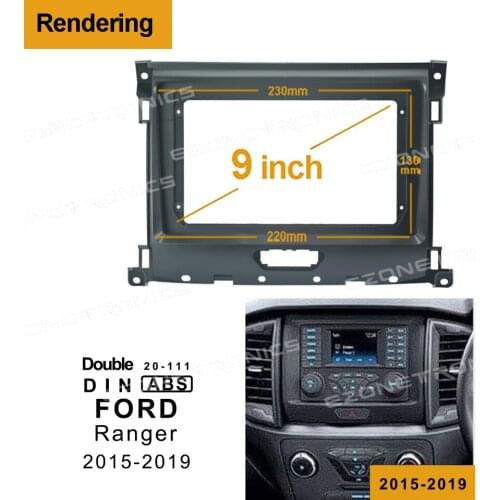 1din2Din Car DVD Frame Audio Fitting Adaptor Dash Trim Kits Facia Panel 9inch For FORD Ranger 2015-2019 Double Din Radio Player