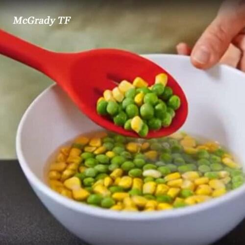 2018 New Silicone Slotted Spoons Scoop Non-Scratch Food Grade Cooking Kitchen Utensil Accessory