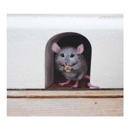 3d Creative Miniature Mouse Hole Decal Mural Unique Sticker Home Decoration Indoor And Outdoor Decoration Mouse Wall Sticker