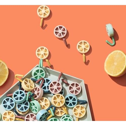 5/10Pcs Creative Lemon Hooks Wall Hanging Self-Adhesive Hook Kitchen And Bathroom Free Punch Decorative Hook Key Towel Coat Hook