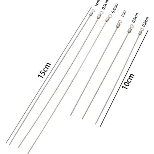 50pcs Hard Steel Wire Long Pole Fishing Swivel Stainless Steel Barrel Rolling Connector Fishing Accessories Tackle