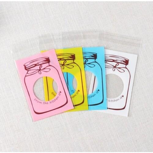 500pcs White Pink Blue Yellow Bottle Style Cookies Biscuits Bags Self-adhesive Wedding Cellophane Bag Cake Candy Gift Bags
