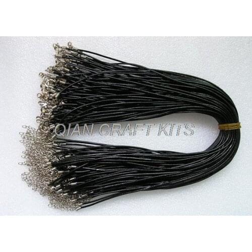 80pcs Black Round Real genuine Leather Necklace Cord With Clasp Lobster 2.0mm/18''real true raw leather