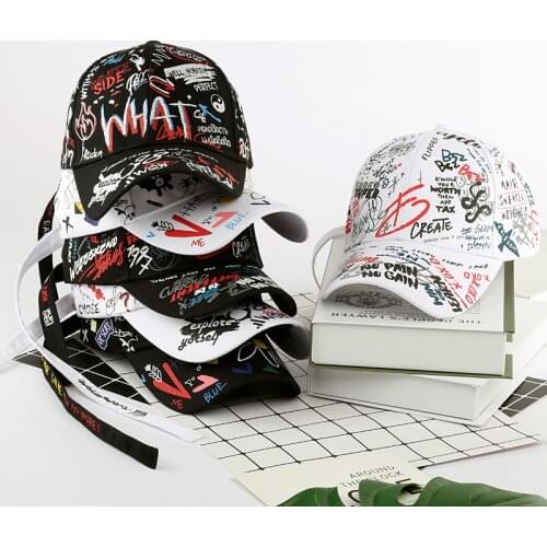 SLECKTON 100% Cotton Graffiti Baseball Cap for Men and Women Fashion Hats Unisex Casual Hip Hop Snapback Hat Peaked Caps Summer