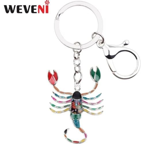 WEVENI Enamel Star Lucky Zodiac Scorpio Key Chain Women keychain Gift Bag Charms Key Holder Car key Wallet Elegant Metal Jewelry