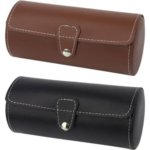3 Slots Watch Roll Travel Case Chic Portable Vintage Leather Display Watch Storage Box with Slid in Out Watch Organizers