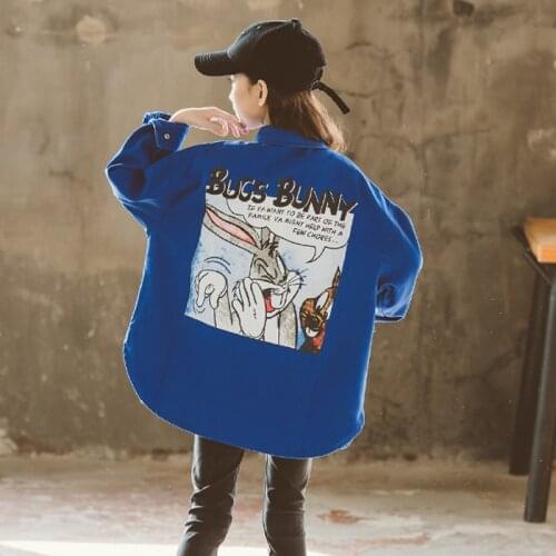 Teen Girls Denim Jacket 2021 new Spring Autumn Long Shirts for Girls 8 10 12 years