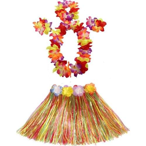 1 Set 30cm Kids Girls Children Party Hawaii Dress Hula Grass Skirt - Double Layer Thickened Hawaii Skirt