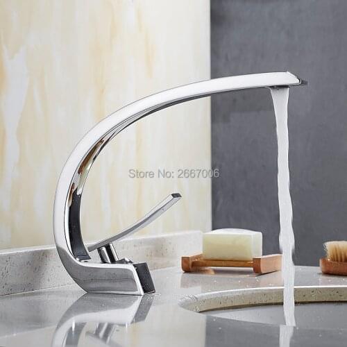 GIZERO Hot selling Artistic Faucet Design Solid Brass Sink Faucet Chrome Finish Bathroom Basin Mixer Taps Silver ZR608