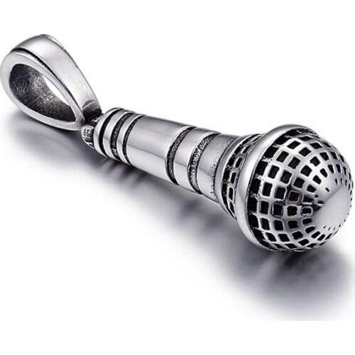 Creative fashion rock hip hop titanium steel pendant microphone