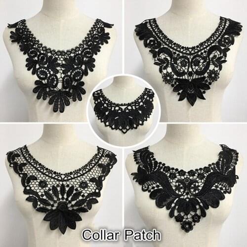 1Pcs Black Fashion DIY Collar Water Soluble Lace Clothing Neckline Lace Accessories Hand Sewing Fake Collar Accessories