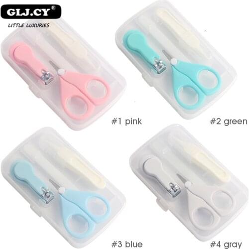 4pcs Baby Healthcare Kits Baby Nail Care Set Infant Finger Trimmer Scissors Nail Clippers Storage Box For Travel