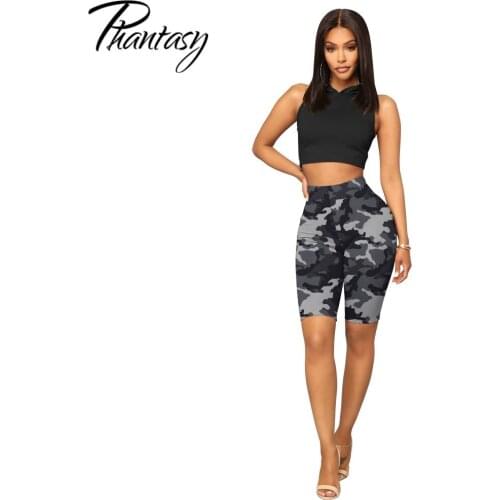 Phantasy Summer Women Short Pants Camouflage Printed Skinny Leggings Knee Length High Waist Shorts Push Up Casual Clothing