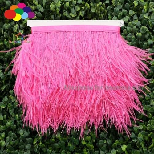 Soft Dyed Hot Pink Fringe Trimming Satin Ribbon Ostrich Feathers Decoration