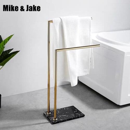 Bathroom floor stand towel shelf holder luxurry hotel stand stone towel holder floor bathtub Brass towel rack