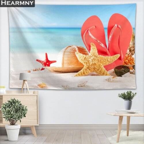 Beach Shells Wall Hanging Tapestry Sheets Home Decorative Tapestries Beach Towel Yoga Mat Blanket Table Cloth Wall Tapestry