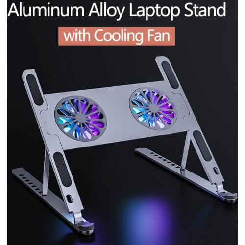For Macbook Computer PC iPad Tablet Support Notebook Stand Cooling Fan Pad Aluminum Adjustable Laptop Stand Laptop Holder Base