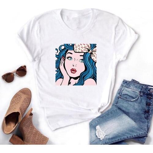 Printed Casual Style Womens T-shirt Loose Round Collar Top Short Sleeves for Girls Oversize Korean Version Strreetshirt