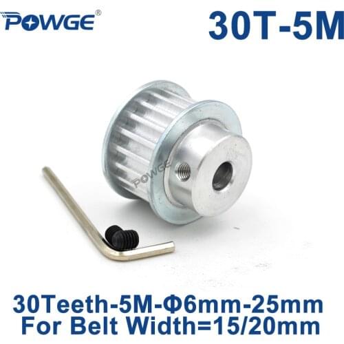 POWGE 30 Teeth HTD 5M Synchronous Pulley Bore 6/8/10/12/14/15/16/17/18/19/20mm for Width 15/20mm HTD5M Timing Belt 30Teeth 30T