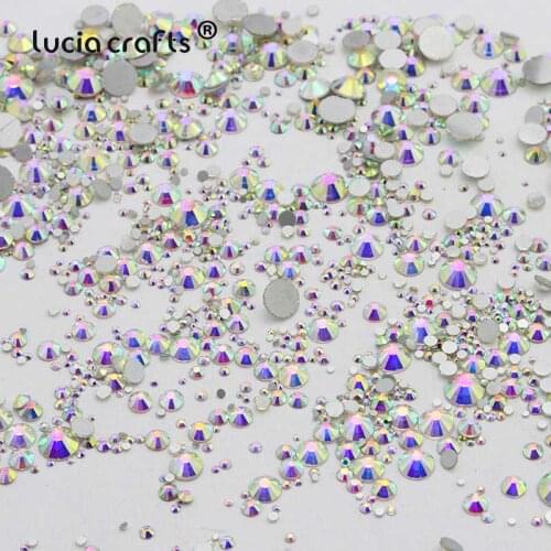 20g Mix Size Clear AB Non Hot Fix Rhinestones Flatback Glitter Glass Crystal For Clothes DIY 3D Nail Art Decor G0206